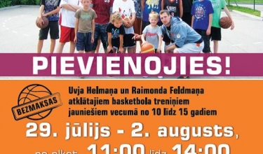 Atklātie basketbola treniņi jauniešiem no 10 līdz 15 gadiem